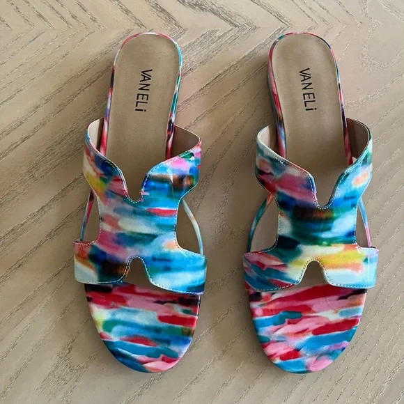 Camels Multi-Colored Patent Leather Slide Sandals/ Size 9 - Picture 1 of 8